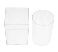 FUOYLOO 2pcs Cosmetic Brush Organizer Stationery Container Acrylic Makeup Brush Holders with Smooth Surface Not Easy to Break Simple Look Square and Cylinder Design for Home Office