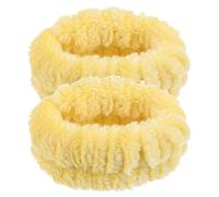 FUOYLOO 2pcs Flannel Face Washing Wristbands for Women, Absorbent Spa Wrist, Soft Plush Wristbands for Skincare and Makeup, Yellow Wrist Wraps for Face Cleansing