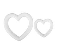 FUOYLOO 2pcs Foam Hollow Hearts DIY Supplies Creative White Heart Shaped Molds Can Be Embellished Floral Foam Pasted Craft Decor