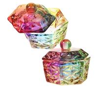 FUOYLOO 2pcs Glass Dappen Dish Nail Manicure Tools with Lid for Easy Immersion and Cleaning Assorted Color Powder Mixing Cup Suitable for Nail Salons