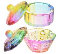 FUOYLOO 2pcs Glass Nail Monomer Liquid Bowl Multi-function Manicure Cup Twelve Sided Shape Octagon Cleaning Stands Firmly Professional Nail Technicians Schools Salons