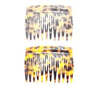 FUOYLOO 2pcs Leopard Prints Hair Side Combs Acetate Fiber 12 Teeth Retro French Style Strong Hold Easy to Store Hair Accessories for Women Party Daily Life