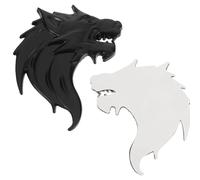 FUOYLOO 2pcs Metal Wolf Car Stickers with Strong Adhesive Backing and Weather Resistant Features, Sturdy Black Car Badges for Vehicle Decoration and Motorcycle Bumper Enhancement