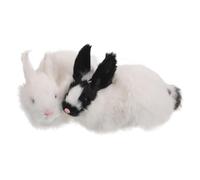 FUOYLOO 2pcs Plush Rabbits Bunny Figurines Lifelike Artificial Fur Soft Touch Comfort Easy Maintenance Cute Realistic Style for Table Decorations
