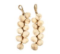 FUOYLOO 2pcs Realistic Garlic Pendant Hanging Decorations for Kitchen and Home, White Plastic and Foam Fake Garlic String Ornaments for Food Party and Art Training Institution