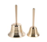 FUOYLOO 2pcs Super Loud Brass Small Hand Call Bell for Ringing at Wedding Hand Bells for Seniors Bedside Teacher Classroom Dinner Food Service Solid Brass Finish