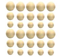 FUOYLOO 30 Pcs Half Wooden Balls Unfinished Semi Wood Beads Thickened Lotus Wood Solid Hemisphere No Splinters for DIY Jewelry Crafting