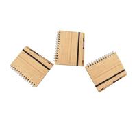 FUOYLOO 3pcs Bamboo Hard Cover Notebook - 70 Pages Spiral Memo Pads For Note Taking - Journaling Notepad With Writing Pen For Work, Office, School