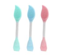 FUOYLOO 3pcs Silicone Skin Care Brush Double-head Applicator Brush Easy to Clean Massage Effect Assorted Colour for Household and Beauty Shops Random Color