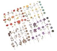 FUOYLOO 4 Bags Retro Crafting Sticker Scrapbooking Sticker Ornament with Beautiful Pattern Dried Flowers for Scrapbook Decoration and Making in Assorted Color