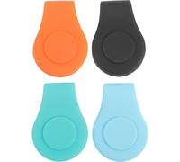 FUOYLOO 4 Pieces Magnetic Silicone Golf Ball Markers with Hat Clips in Green Black Orange Light Blue for Golf Equipment and-Course Play