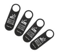FUOYLOO 4pcs Pu Leather Door Tag Double-sided Printing Please Do Not Disturb Sign Decorative Effect Door Handle Hanger for Hotel Rooms