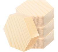 FUOYLOO 4pcs Unfinished Wood Slices DIY Wood Cutouts Hexagon Shape Pine Material Lightweight Break Down Resistance Beige Colour Craft Supplies for Exercise Hands-on Ability