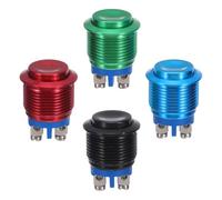 FUOYLOO 4pcs Waterproof 16MM Momentary Switches Metal High Flush Round Cap Self-Resetting for Truck Boat Horn Industrial Start Button