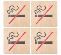 FUOYLOO 4pcs Wood No Smoking Signs for Public Place and Schools, Washable and Will Not Rust, Sturdy No Smoking Board for Business Or Hotel Doorplates