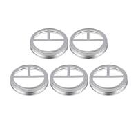 FUOYLOO 5 Pcs 304 Stainless Steel round Jar Toothbrush Holder Lids with Wide Mouth Design for Bathroom and Kitchen, Minimalist and Elegant Silver Covers for Versatile Use
