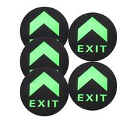 FUOYLOO 5Pcs Glow in the Dark Exit Sticker Set 19.5X19.5Cm Round Safety Exit Direction Indicator Floor Decals for Fire Evacuation