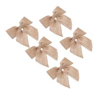 FUOYLOO 5pcs Handmade Jute Bow Crafts Rustic Wedding and Christmas Decorations Reusable Festive Party Ornaments for Home and Wrapping