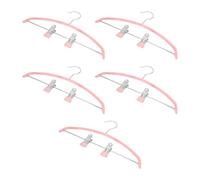 FUOYLOO 5pcs Pink Anti-Skid Plastic Coated ’s Clothes Hangers with Clips, Multi-use Closet Hangers for Drying and Wet Clothes Storage