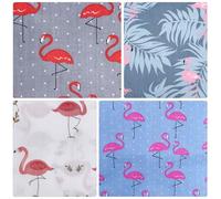 FUOYLOO 6 Pcs DIY Cotton Fabrics Flamingo Animal Print, Comfortable to Use Sewing Cloth Bundle for Table Cloth and Small Purses, for Handcraft and Patchwork