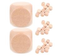 FUOYLOO 60pcs Blank Wooden Dice Sided Wood Cubes Smooth Rounded Corners Safe for DIY Crafting Educational Math Teaching Custom Board Games and Party Supplies