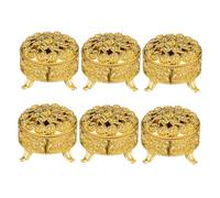 FUOYLOO 6pcs Elegant Vintage round Favor Boxes Pp Material Tiny Trinkets Containers with Lid Securely Stored for Celebrations Weddings Party Favour