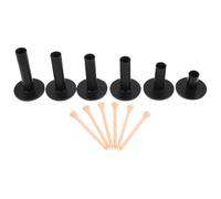 FUOYLOO 6pcs Golf Driver Tees Rubber Golf Tee Holder Kit with Wood Fixing Nails Black Stable Support Portable Convenience for Driving Range Simulator Training