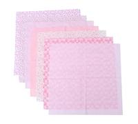 FUOYLOO 7pcs Handmade DIY Cotton Patchwork Fabric Set, Light Pink Floral Pattern, 50x50cm Cotton Cloth Squares for Quilting, Sewing and Scrapbooking Crafts