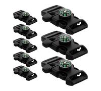 FUOYLOO 8pcs Bracelet Connectors Compass Fire Starter Whistle Buckle Plastic Portable Strap Buckles for Backpacker Hiker Outdoor Adventure Survival Use
