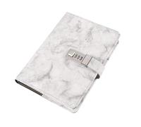 FUOYLOO A5 Diary with Lock Marble Pattern Pu Cover Paper Metal Lock Notepad Organizing Prioritizing Personal Planner for Office and Home Use