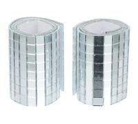 FUOYLOO Adhesive Tile Stickers 2 Rolls Silver Glass Mirror Tiles with Fiberglass Backing for DIY Mosaic Projects and Living Room Wall Decoration