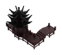 FUOYLOO Aquarium Pavilion Ornament Miniature Plastic Pavilion with Traditional Chinese Architecture for Bonsai Garden and Terrarium Display