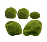 FUOYLOO Artificial Flocking Moss Rocks Decorative Fake Moss Stones 5pcs in Mossy Stone Shape, Lightweight and Safe with Realistic Natural Appearance for Home and Fish Tank Decoration