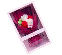 FUOYLOO Artificial Soap Rose Bouquet in Red Synthetic Material with See through Display Box, Never Die and Never Wither, for Valentine's Day and Anniversaries