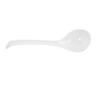 FUOYLOO Asian Soup Spoon Porcelain Ladle with Extended Handle for Miso and Dumplings Microwave and Dishwasher Safe White Ceramic Spoon for Cooking and Serving