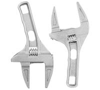 FUOYLOO Bathroom Wrench Adjustable Spanner 2Pcs Steel Material Dual Function Ratchet Tool for Basin and Tap Maintenance