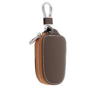 FUOYLOO Brown Genuine Leather Key Pouch Key Protector Bag with Zipper Quick Access Universal Fit Sl esign Fashionable for Men and Women