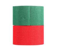 FUOYLOO Christmas Burlap Ribbon Wired Edge, 2 Rolls 2 Inch Wide 11 Yards Red and Emerald for Holiday Wrapping and Florist Crafts