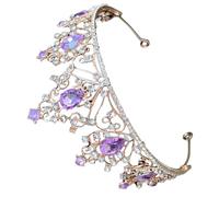 FUOYLOO Crown Delicate and Elegant Design Hair Accessory Bridal Purple Tiara Rhinestone with Zinc Alloy Material Creates Instant New Hairstyle for Weddings and Special Occasions
