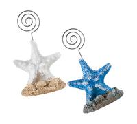 FUOYLOO Desktop Photo Clips 2Pcs Sea Star Mediterranean Style White and Blue Decorative Memo Holders for Party and Office Use