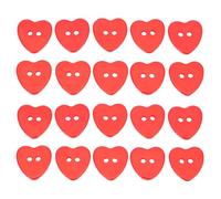 FUOYLOO DIY Resin Heart Buttons 100 Pieces Red 15Mm Sturdy Decorative Buttons for Knitting and Craft Accessories