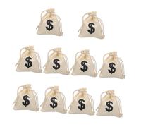 FUOYLOO Drawstring Money Bags Game Coin Bag with Money Sign Print Cotton Linen Material Closure for Gaming Party Supplies and Theme Poker Events 12Pcs Set