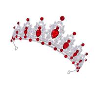 FUOYLOO Elegant Baroque Bridal Crown Headband with Rhinestones and Alloy Material, Red Sparkling Crystal Tiara for Weddings and Special Occasions, Hair Accessory for Brides and Friends