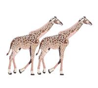 FUOYLOO Embroidered Animal Patches Iron-on Embellishing Bag or Bed Sheets 2pcs Sew on Appliques Giraffe Cartoon Fabric Patches Skin Friendly for Clothes