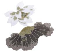 FUOYLOO Floral Blossom Iron on Patches with Lotus Leaf Applique, 2Pcs Embroidered Sewing Patches for Dress and Skirt Decoration, DIY Craft Supplies for Clothing Embellishment