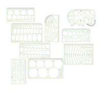 FUOYLOO Geometric Drawing Stencils Set Portable Convenience 9pcs with Circle and Oval Shapes, Material, Multiple Sizes for Painting and Architectural Design for School and Artists