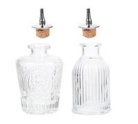 FUOYLOO Glass Bitters Bottle Cocktail Mixing Glass with Removable Stopper, Vintage Storage Containers for Bar Supplies, Set of 2