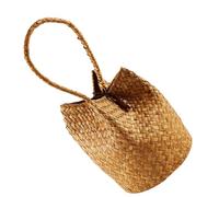 FUOYLOO Handmade Woven Straw Bag Portable Candy Holder with Practical Plastic Material and Versatile Design, for Shopping Or Dating with Unique Brown Colour and Eye-catching Style