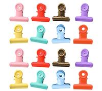 FUOYLOO Iron Clips for Office and School Use by Students and Teachers 16pcs Easy to Use and Store Metal Document Clips in Assorted Colours for Schedule Book and Bills
