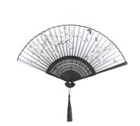 FUOYLOO Japanese Folding Hand Fan with Elegant Peach Blossom Floral Design, Bamboo Material, Comfortable for Using, Fine Workmanship, for Cosplay and Dancing, Vintage and Romantic Style